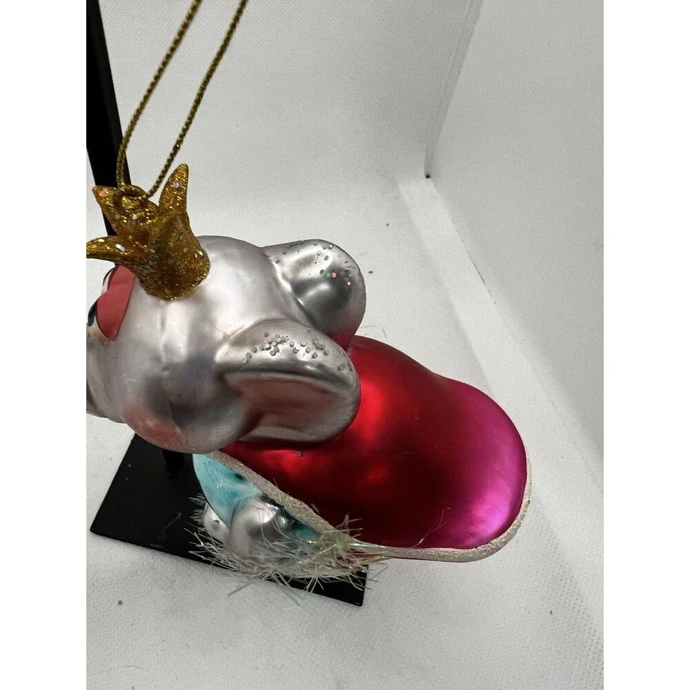 Glass Christmas ornament elephant with hat cape colorful approx 5